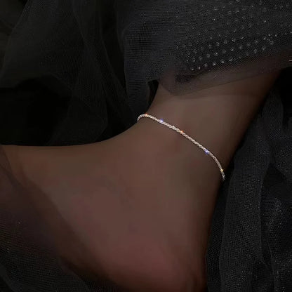 925 Sterling Silver Zircon Anklet