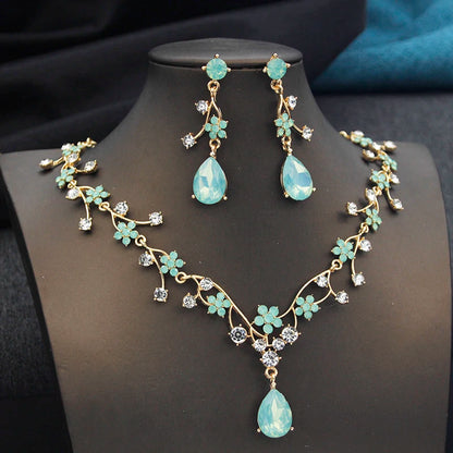 Crystal Water Drop Bridal Jewelry Set