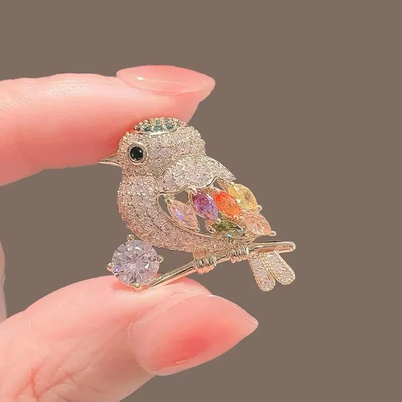 Rhinestone Peacock Brooch Pin