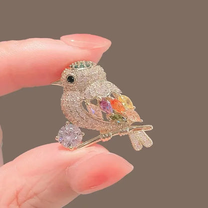 Rhinestone Peacock Brooch Pin