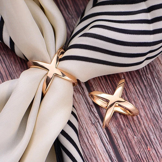 X-Shape Metal Scarf Brooch