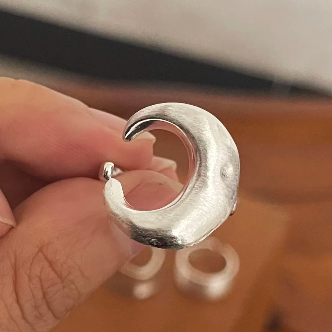 925 Sterling Silver Minimalist Moon Ring Set