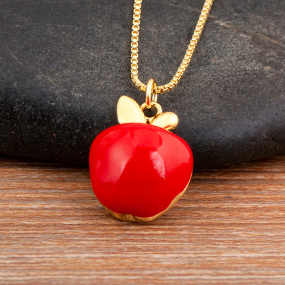 Apple/Grape/Cherry Sparkling Zircon Pendant Necklace