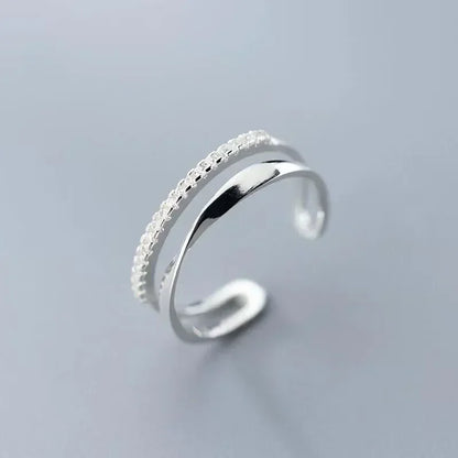Original 925 Sterling Silver Double Lines Ring for Women