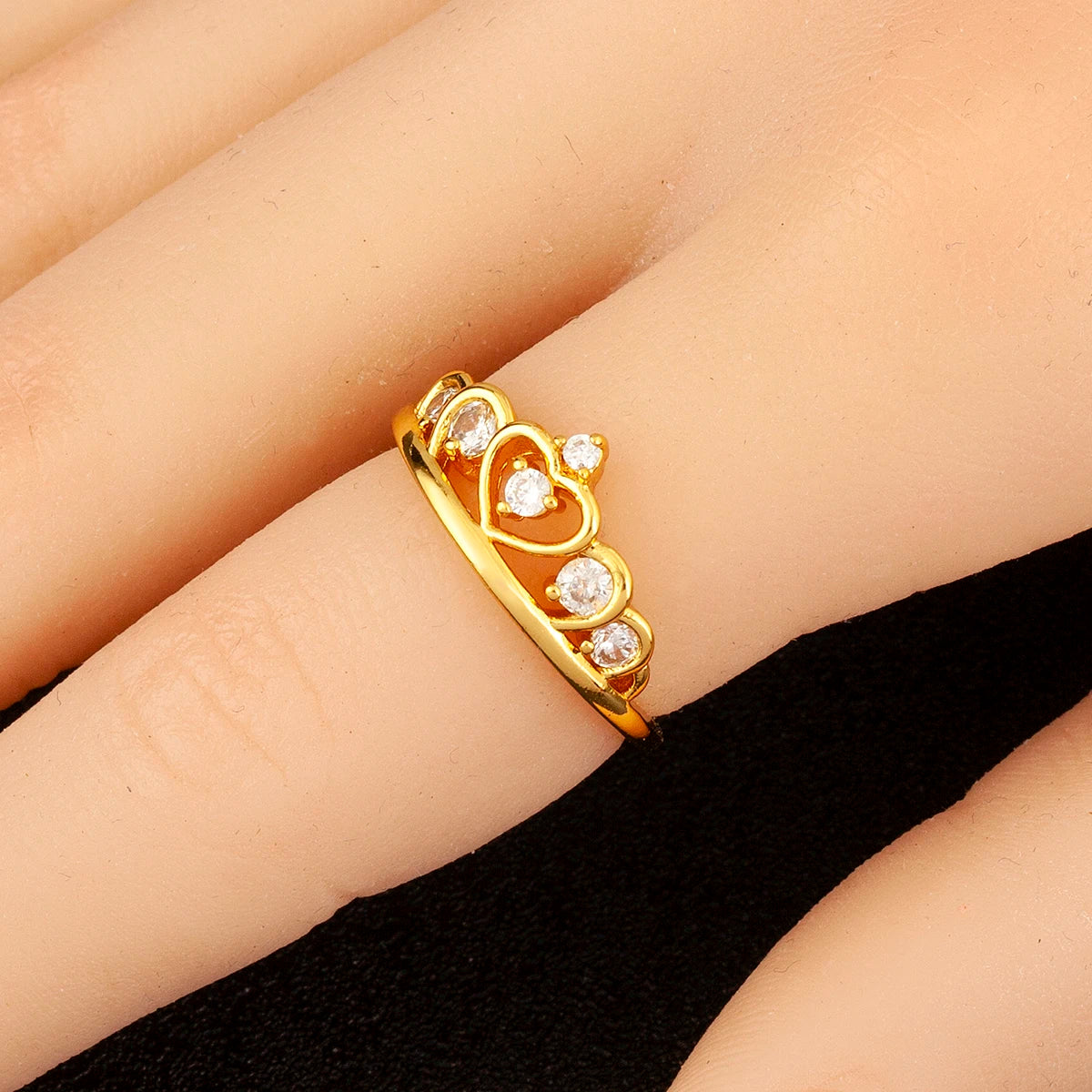 Light Luxury Heart Crown Shape Zircon Ring for Women